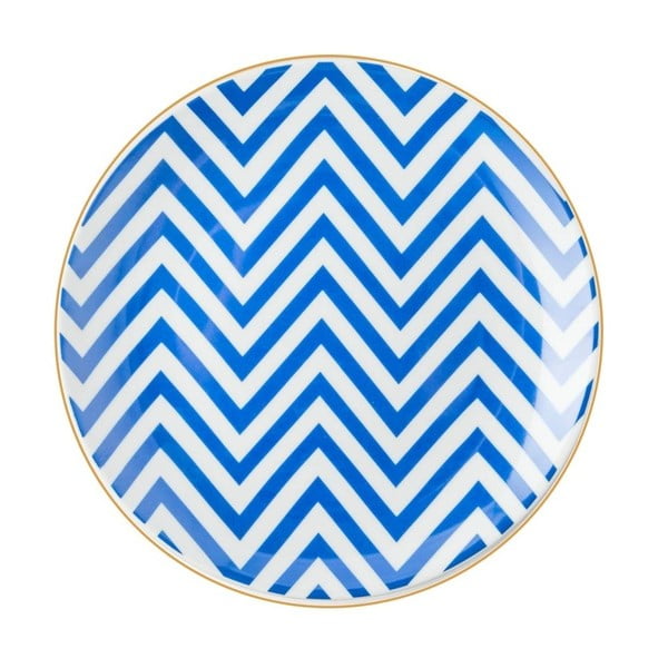 Modro-biely porcelánový tanier Vivas Zigzag, Ø 23 cm