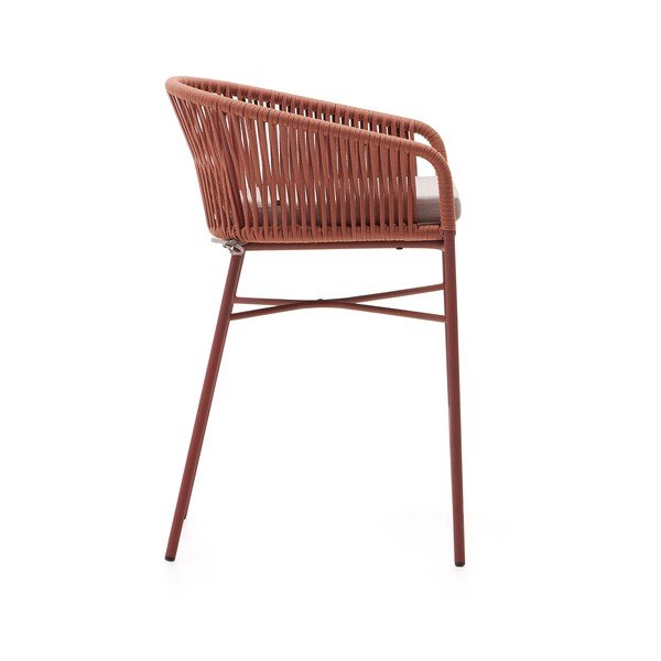 Záhradná barová stolička s výpletom vo farbe terakota Kave Home Yanet, výška 85 cm-image-4