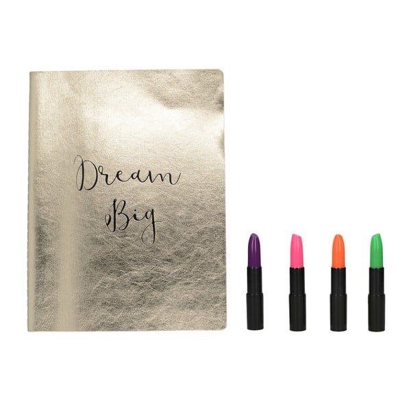 Set zápisníka a 4 zvýrazňovačov Creative Tops Dream Big
