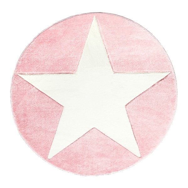 Ružový detský koberec Happy Rugs Round, Ø 160 cm