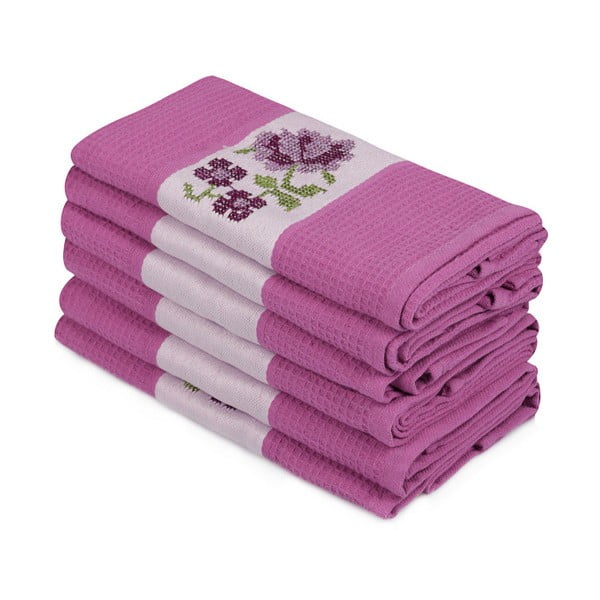 Sada 6 fialových uterákov z čistej bavlny Simplicity, 45 x 70 cm