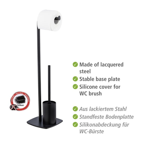 Oceľový stojan na toaletný papier s kefou Iria - Wenko-image-4