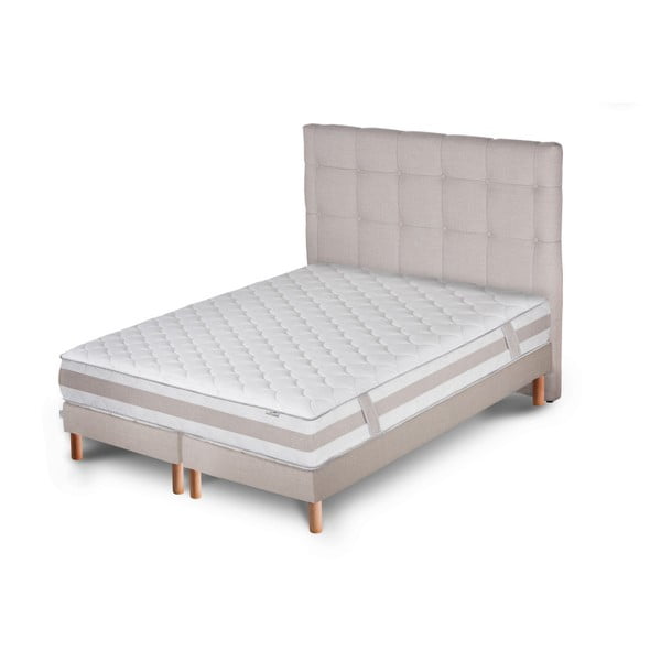 Svetlosivá posteľ s matracom a dvojitým boxspringom Stella Cadente Maison Saturne Dahla, 180 × 200 cm