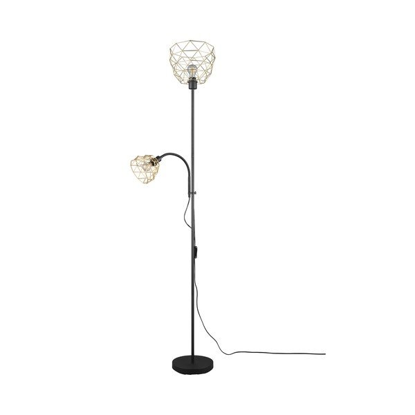 Stojacia lampa v čiernej a zlatej farbe s kovovým tienidlom (výška 180 cm) Haval - Reality-image-1