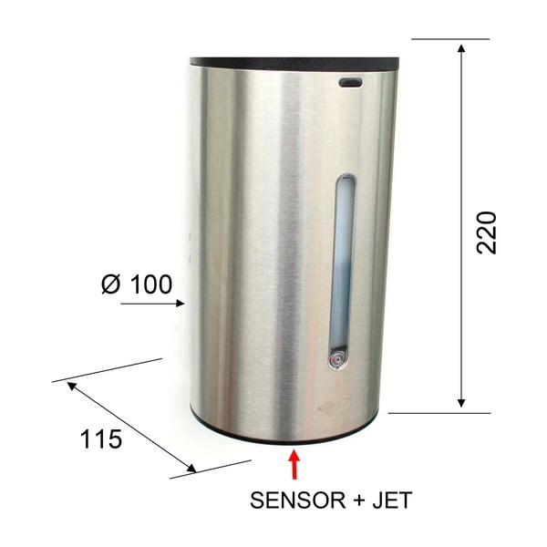 Bezdotykový dávkovač mydla z nehrdzavejúcej ocele v matne striebornej farbe 650 ml – Sapho-image-3