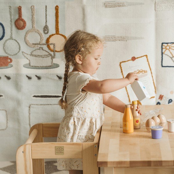 Biela/v prírodnej farbe učiaca veža z borovicového dreva Montessori – Meowbaby-image-1