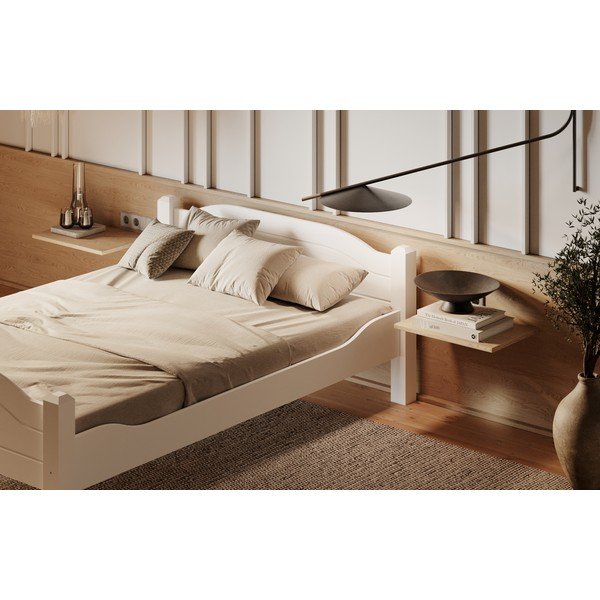 Biela jednolôžková posteľ z borovicového dreva 90x200 cm Liva – Olivia Living-image-1