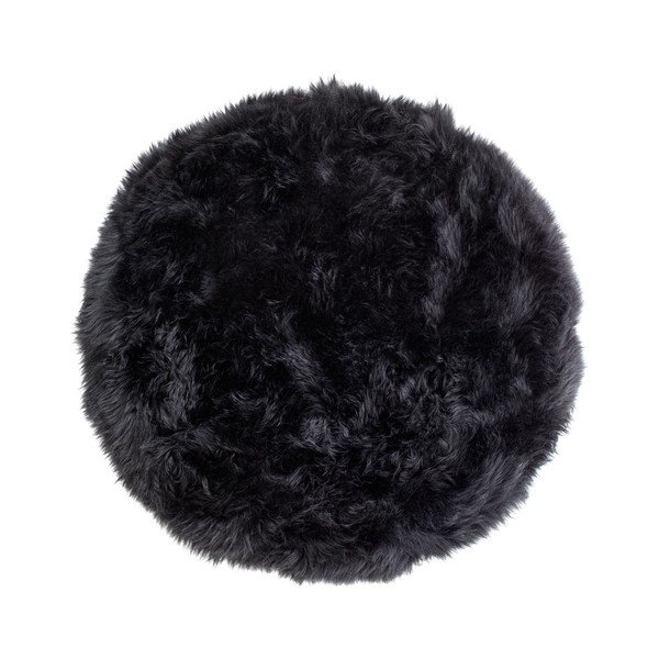 Čierny koberec z ovčej kožušiny Royal Dream Zealand, Ø 70 cm