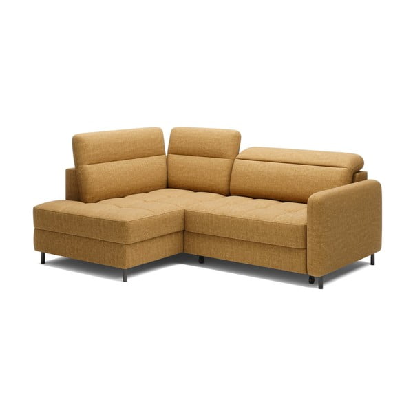 Žltá zamatová rozkladacia/s úložným priestorom rohová pohovka (ľavý roh/do L) Barea – ELTAP-image-2