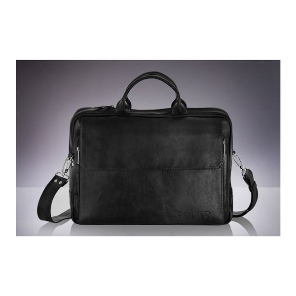 Pánska kožená taška Solier SL30, čierna