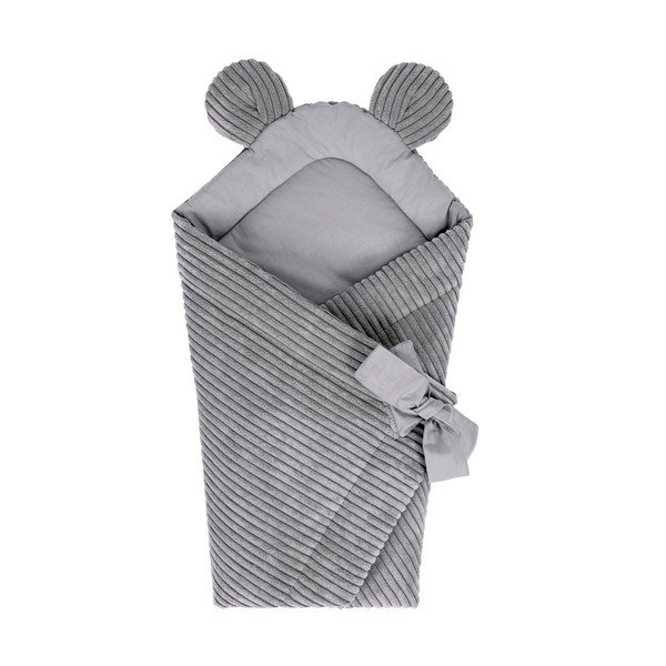 Sivá menčestrová detská zavinovačka 35x65 cm – Meowbaby