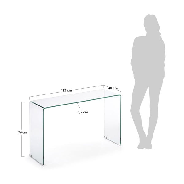 Sklenený konzolový stolík 40x125 cm Burano – Kave Home-image-4