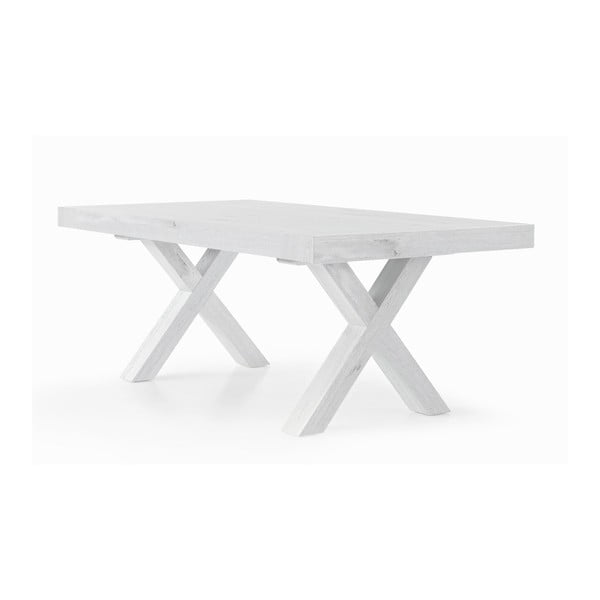 Biely rozkladací jedálenský stôl z bukového dreva Castagnetti Cross, 180 cm