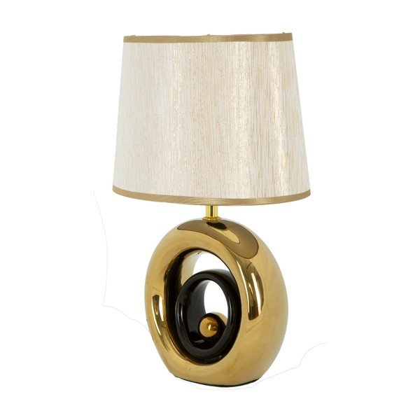 Biela stolová lampa s konštrukciou v zlatej farbe Mauro Ferretti Round