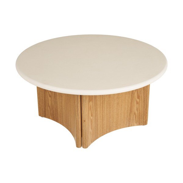 Biely/v prírodnej farbe okrúhly konferenčný stolík s betónovou doskou ø 80 cm Motril – House Nordic