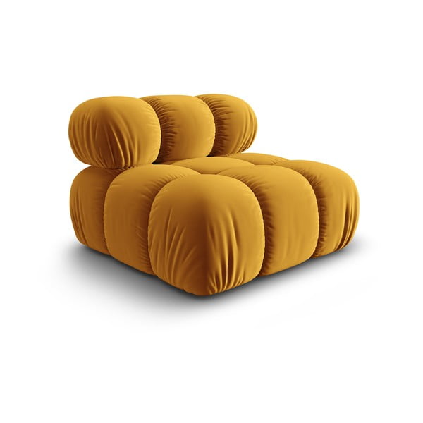 Žltý zamatový modul pohovky (stredový diel) Bellis – Micadoni Home-image-3