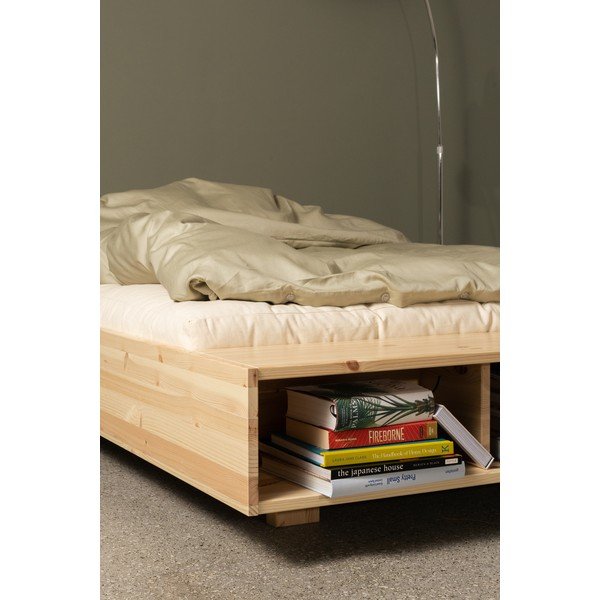Jednolôžková posteľ z borovicového dreva bez čela s roštom 120x200 cm v prírodnej farbe Merge – Karup-image-4