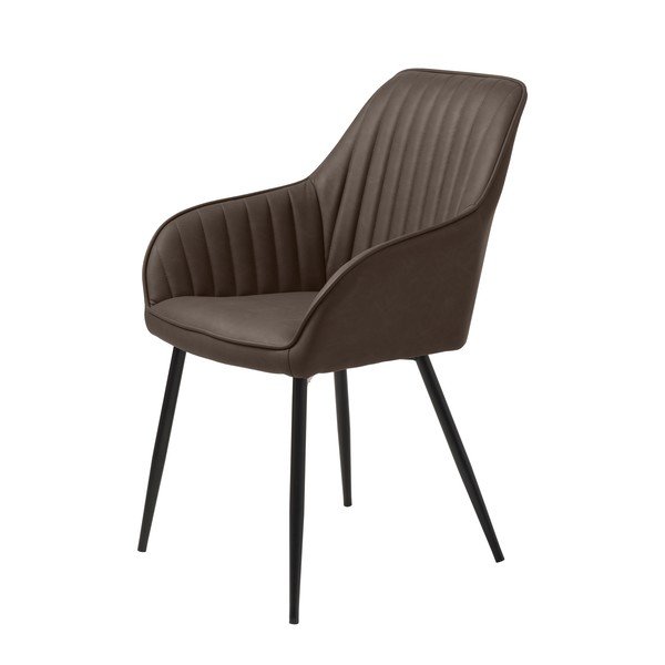 Tmavohnedé čalúnené jedálenské kreslo s podrúčkami Melfort – Unique Furniture