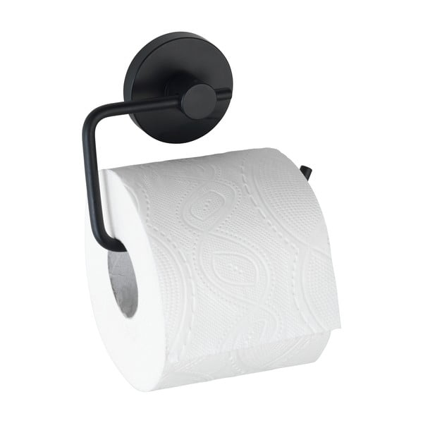 Čierny držiak na toaletný papier Wenko Vacuum-Loc® Milazzo