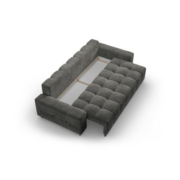 Sivá zamatová rozkladacia pohovka s úložným priestorom 250 cm Wicklow – Cosmopolitan Design-image-3