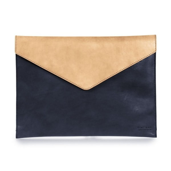 Béžovo-modrý kožený obal na notebook 13" v tvare obálky O My Bag Office