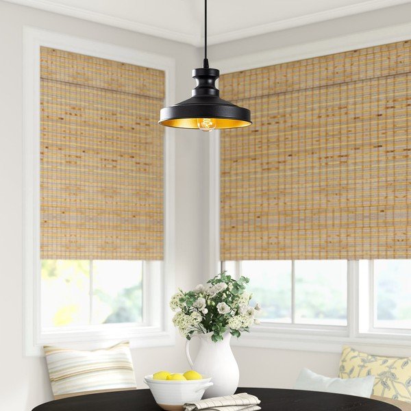 Čierne závesné svietidlo s kovovým tienidlom ø 22 cm Berceste – Opviq lights-image-1