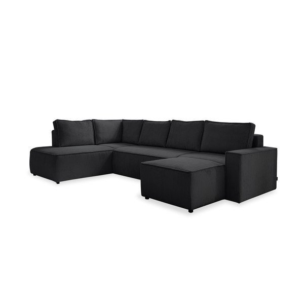 Antracitovosivá menčestrová rozkladacia rohová pohovka (ľavý roh/do tvaru "U") Brave Dave – Miuform