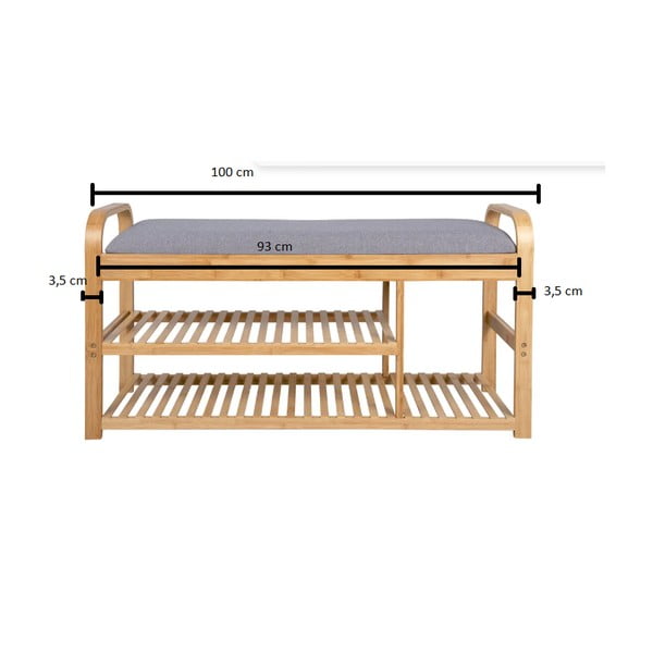 Sivá/prírodná bambusová polica na topánky s lavicou – Leitmotiv-image-4