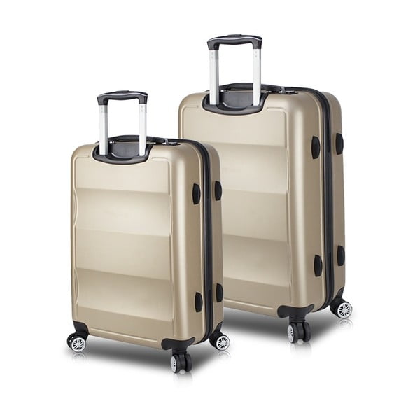 Sada 2 cestovných kufrov na kolieskach s USB porty v zlatej farbe My Valice LASSO Cabin & Medium