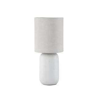 Sivá stolová lampa z keramiky a tkaniny Trio Clay, výška 35 cm