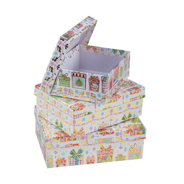 Sada 3 hranatých kartónových boxov Unimasa Gift, 18,5 x 16,5 cm