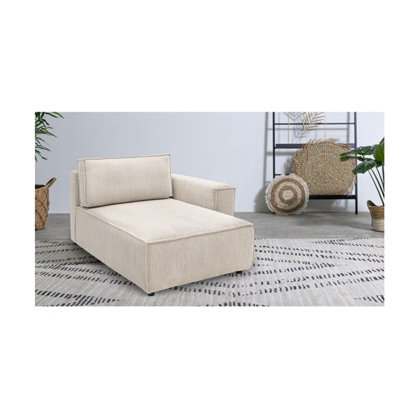 Krémovobiely menčestrový modul pohovky (pravý roh) Nihad modular – Bobochic Paris-image-1