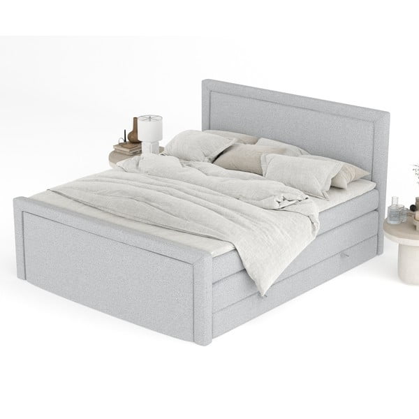 Svetlosivá boxspring posteľ s úložným priestorom 200x200 cm Lavenda – Maison de Rêve-image-4