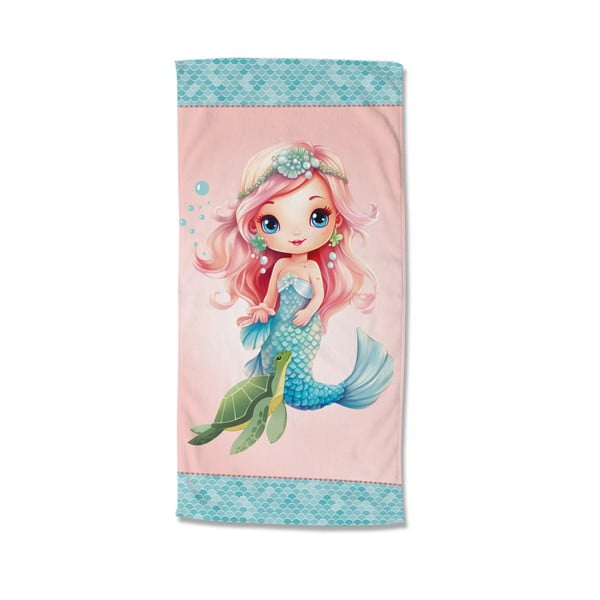 Modrá/ružová detská zamatová plážová osuška 75x150 cm Alisse – Good Morning