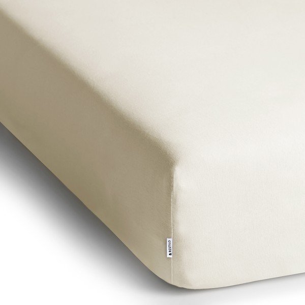Biela/krémová napínacia plachta jersey 160x200 cm Amber – Restilo-image-2