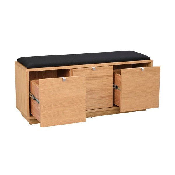 Skrinka na topánky v dekore duba s lavicou v čierno-prírodnej farbe Confetti – Rowico-image-2