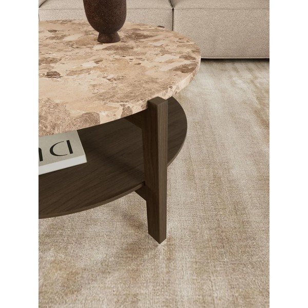 Okrúhly konferenčný stolík s mramorovou doskou v tmavo prírodnej farbe ø 80 cm Dorsett – Actona-image-2