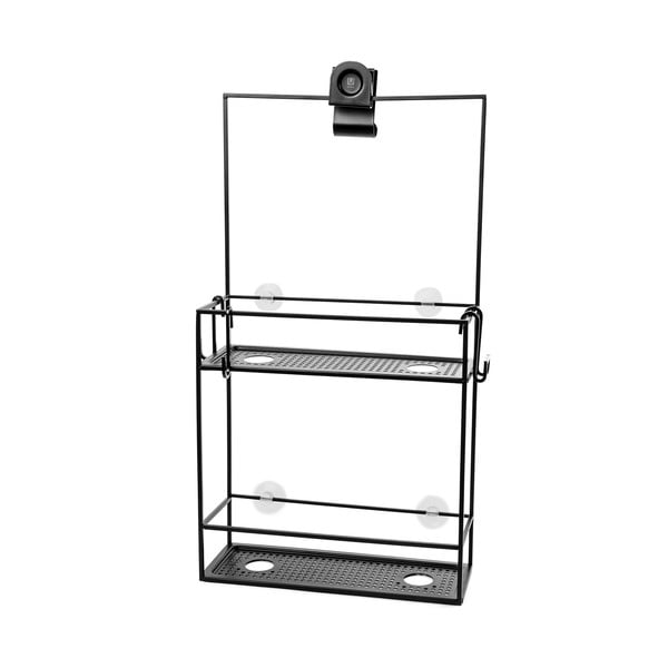 Čierna závesná oceľová kúpeľňová polička Cubiko - Umbra-image-1