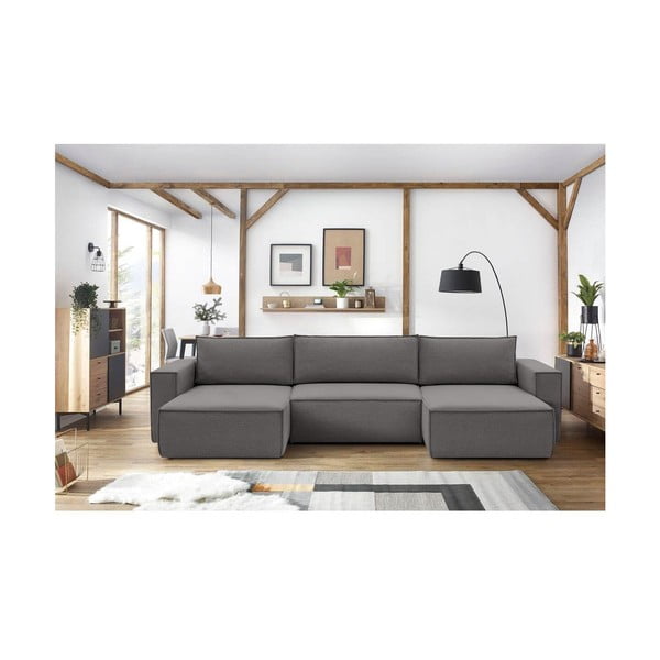 Sivá rohová pohovka do "U" Nihad - Bobochic Paris-image-1