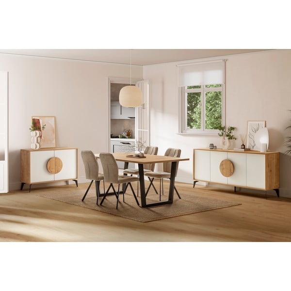 Nízka komoda v dekore duba v bielo-prírodnej farbe 110x82 cm Vae – Marckeric-image-1