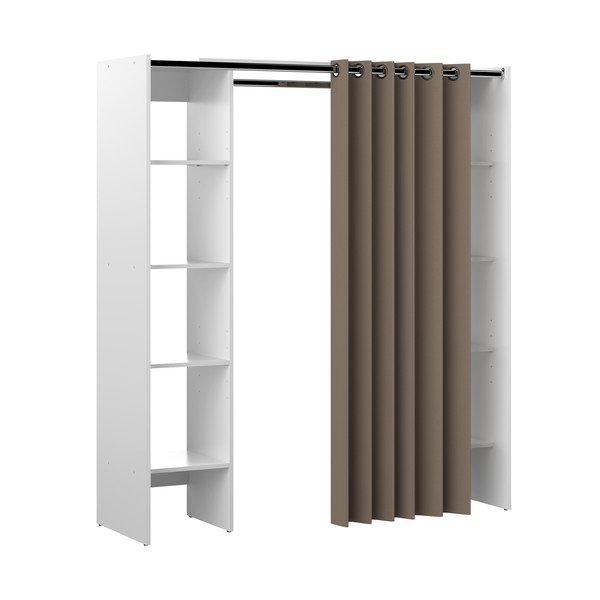Otvorená šatníková skriňa vo svetlohnedo-bielej farbe 185x182 cm Tom – TemaHome-image-2