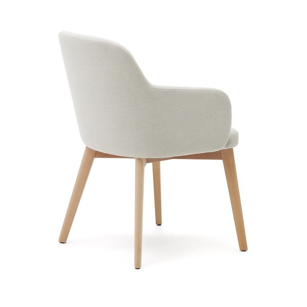 Krémovobiele čalúnené jedálenské kreslo s podrúčkami Nelida – Kave Home-image-4