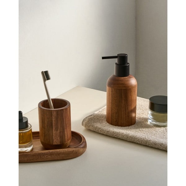 Drevený téglik na zubné kefky v prírodnej farbe Senda – Kave Home-image-1