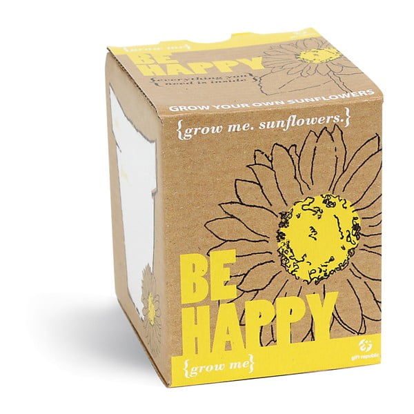 Pestovateľský set so semienkami slnečnice Gift Republic Be Happy