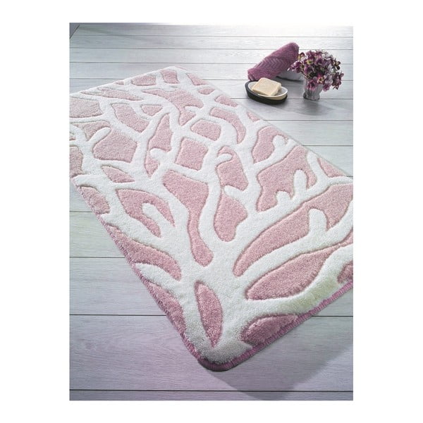 Ružová predložka do kúpeľne Confetti Bathmats Moss, 100 x 160 cm