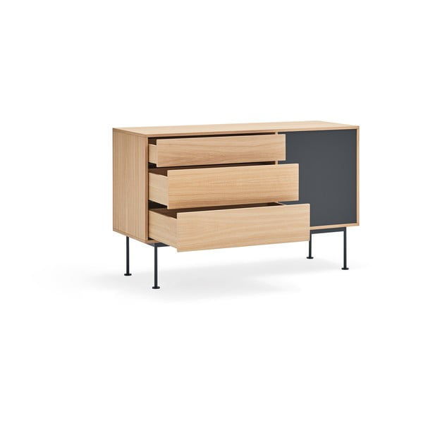 Antracitovosivá komoda v dubovom dekore Teulat Yoko, šírka 128 cm-image-3