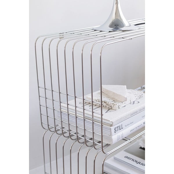 Kovová nástenná knižnica v lesklej striebornej farbe 70x30 cm Wire – Mette Ditmer Denmark-image-2