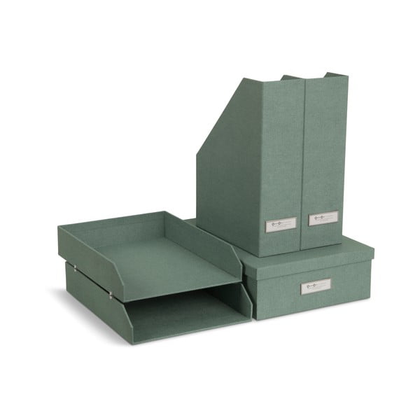 Zelené kartónové organizéry v súprave 5 ks na dokumenty Holger Canvas Paper Laminate – Bigso