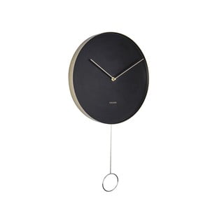 Čierne nástenné kyvadlové hodiny Karlsson Pendulum, ø 34 cm