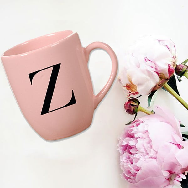 Ružový keramický hrnček Vivas Letter Z, 330 ml